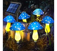 SHANJIA LED Mushroom Solar String Lights,Outdoor Waterproof Garden Lights 8 Lighting Modes Outside Decoration for Pathway Landscape Yard Easter Pathway Xmas (6, Blue)