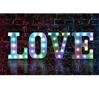SHANJIA Light Up Marquee Signs,16 Color Remote Control Change,Combination Alphabet Letters Sign for Night Light Wedding Birthday Party Lamp Christmas Home Bar Decor (Love)