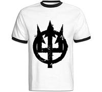 shanjia Prong Band 2 Color Blocking Short Tshirt T Shirts at Leisure Male White XXL