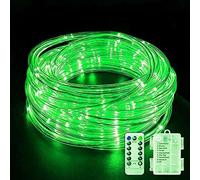 SHANJIA Rope String Lights, 12M/39ft 100LED Waterproof 8 Mode/Remote Battery Christmas Lights,Battery Powered String Lights Outdoor Indoor for Christmas Decorations (Green)