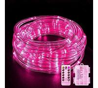 SHANJIA Rope String Lights, 12M/39ft 100LED Waterproof 8 Mode/Remote Battery Christmas Lights,Battery Powered String Lights Outdoor Indoor for Christmas Decorations (Pink)