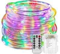SHANJIA Rope String Lights, 12M/39ft 100LED Waterproof 8 Mode/Remote Battery Christmas Lights,Battery Powered String Lights Outdoor Indoor for Christmas Decorations (Multicolor)