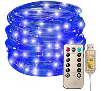 SHANJIA Rope String Lights, 12M/39ft 100LED Waterproof 8 Mode/Remote USB Tube Lights Christmas Lights,String Lights Outdoor Indoor for Christmas Decorations (Blue)