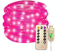 SHANJIA Rope String Lights, 12M/39ft 100LED Waterproof 8 Mode/Remote USB Tube Lights Christmas Lights,String Lights Outdoor Indoor for Christmas Decorations (Pink)