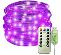 SHANJIA Rope String Lights, 12M/39ft 100LED Waterproof 8 Mode/Remote USB Tube Lights Christmas Lights,String Lights Outdoor Indoor for Christmas Decorations (Purple)
