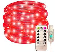SHANJIA Rope String Lights, 12M/39ft 100LED Waterproof 8 Mode/Remote USB Tube Lights Christmas Lights,String Lights Outdoor Indoor for Christmas Decorations (Red)