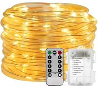 SHANJIA Rope String Lights, 32M/105ft 300LED Waterproof 8 Mode/Remote Battery Christmas Lights,Battery Powered String Lights Outdoor Indoor for Christmas Decorations (Warm White)