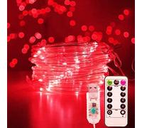 SHANJIA Rope String Lights, 7M/23ft 50LED Waterproof 8 Mode/Remote USB Tube Lights Christmas Lights,String Lights Outdoor Indoor for Christmas Decorations (Red)