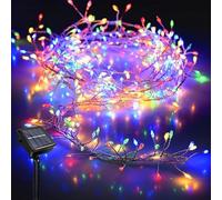 SHANJIA Solar Firecracker Lights, 19.68Ft 200 LED Waterproof Cluster Lights 8 Mode Copper Wire Cluster Fire Crackers Garland Fairy Lights Garden Wedding Christmas Party Decorations (Multicolor)