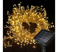 SHANJIA Solar Firecracker Lights, 26.25Ft 400 LED Waterproof Cluster Lights 8 Mode Copper Wire Cluster Fire Crackers Garland Fairy Lights Garden Wedding Christmas Party Decorations (Warm White)