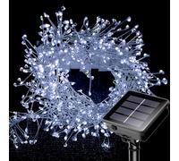 SHANJIA Solar Firecracker Lights, 26.25Ft 400 LED Waterproof Cluster Lights 8 Mode Copper Wire Cluster Fire Crackers Garland Fairy Lights Garden Wedding Christmas Party Decorations (White)