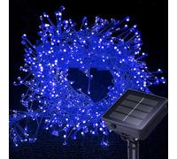 SHANJIA Solar Firecracker Lights, 26.25Ft 400 LED Waterproof Cluster Lights 8 Mode Copper Wire Cluster Fire Crackers Garland Fairy Lights Garden Wedding Christmas Party Decorations (Blue)