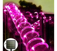SHANJIA Solar Rope String Lights, 7.5M/25ft 50LEDs Waterproof Copper Wire Lights Tube, Outdoor Rope Lights for Garden Yard Path Fence Tree Wedding Party Decorative (Pink)