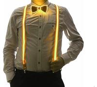SHANJIA Suspenders+ Bow Tie,LED Light Up Bow Tie,Light Up LED Suspenders Men's Led Light Up Suspenders for Music Festivals, Halloween Costume Parties (Yellow)