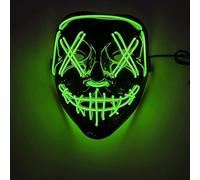 SHANJIAANU LED Halloween Purge Mask - Scary Light Up Halloween Mask Glow in the Dark - Costume Mask with 3 Flashing Modes for Teens & Adults Halloween Festival Cosplay Masquerade Carnival