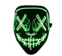 SHANJIAANU LED Halloween Purge Mask - Scary Light Up Halloween Mask Glow in the Dark - Costume Mask with 3 Flashing Modes for Teens & Adults Halloween Festival Cosplay Masquerade Carnival