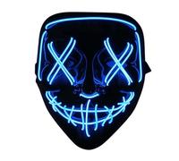 SHANJIAANU LED Halloween Purge Mask - Scary Light Up Halloween Mask Glow in the Dark - Costume Mask with 3 Flashing Modes for Teens & Adults Halloween Festival Cosplay Masquerade Carnival