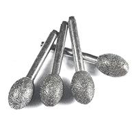Shank Carbide Burr Set, 5 Pcs Oval Diamond Grinding Head 120 Grit Jade Stone Carving Multiple Sizes(14mm)