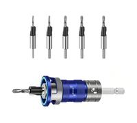 Shank Countersink Tool Set Adjustable Stop Collar Alloy Steel 5 Piece Storage Case Accessory for Cabinet Trim Projects Woodworking Countersink Bit Set Adjustable Stop Collar Drill Bit Screw Seating