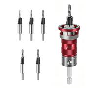 Shank Countersink Tool Set Adjustable Stop Collar Alloy Steel 5 Piece Storage Case Accessory for Cabinet Trim Projects Woodworking Countersink Bit Set Adjustable Stop Collar Drill Bit Screw Seating
