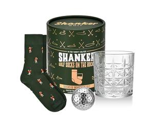 Shanker Golf - Golf Socks on The Rocks - Socks, Whiskey Glass & Golf Ball Ice Stone Set - Golf Gift Set for Men - Size 8-13