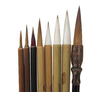 Shanlian Hubi Claborate-Style Painting Writing Brush Watercolor Chinese Calligraphy Brush Set Kanji Japanese Sumi Painting Drawing Brushes 8 Piece/Set+Roll-up Brush Holder