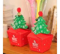 ShanLily 10 Pcs 3D Mini Christmas Treat Present Boxes, Party Favors Candy Goody Boxes, Christmas Tree Shape with Bells(Large)