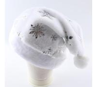 ShanLily 1Pc Santa Hat White Plush, Christmas Hat for Unisex Adult Xmas Home Decorations New Year's Party Supplies(Style2)
