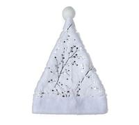 ShanLily 1Pc Santa Hat White Plush, Christmas Hat for Unisex Adult Xmas Home Decorations New Year's Party Supplies(Style8)