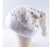 ShanLily 1Pc Santa Hat White Plush, Christmas Hat for Unisex Adult Xmas Home Decorations New Year's Party Supplies(Style3)