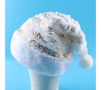 ShanLily 1Pc Santa Hat White Plush, Christmas Hat for Unisex Adult Xmas Home Decorations New Year's Party Supplies(Style5)