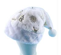 ShanLily 1Pc Santa Hat White Plush, Christmas Hat for Unisex Adult Xmas Home Decorations New Year's Party Supplies(Style1)