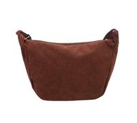 ShanLily Corduroy Crossbody Hobo Bag for Women Girl Sling Shoulder Bag Purse Trendy Casual Handbag Adjustable Strap, Dark Brown, 29*22*8cm