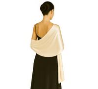 Shanlin Silk Feel Long Satin Patterned & Solid Color Scarves for Women in Gift Box, Solid Color: Cream White, 70.5"x35.4" (180x90cm)