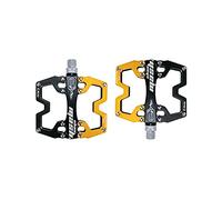 shanmashi CA110 Black Gold Mountain MTB Bike Pedals 9/16 Inch Road Bicycle Parallel Pedal Ultra-Light Aluminum Alloy Bearing Cycling Flat BMX Pedal Adult
