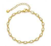 Shanmeidㅤ 1 Pearl Faux Pearl Bracelets for Women Elegant Gold Tone Chain White Beaded Link Accessories Chic Stackable Wrist Pieces Thoughtful Anniversary Present