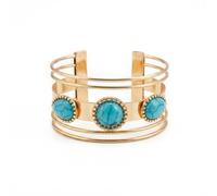 Shanmeidㅤ Gorgeous Gold-Tone Western Bracelets for Women, Chic Faux Turquoise Cuff, Lovely Boho Cowgirl Jewelry Matching Country Concert Accessories Perfectly