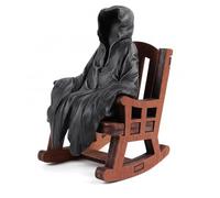 Shanmeidㅤ Grim Reaper Statue, Resin Gothic Throne Suriel Statue, Goth Acotar Bookshelf Decor Figurine Fantasy, Small Black Ghost Shelves Figure for Halloween Home Garden Sculpture(Sitting in A Chair)