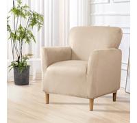 SHANNA Banquet Velvet Armchair Slipcovers: Modern Luxury 1Piece Chair Covers Washable Jacquard Soft Arm Chair Cover,for Dog Pet (Greige)
