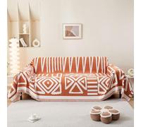 SHANNA Boho Sofa Cover for 2 3 4 Seater, Chenille AB Sided Slipcover for Corner Sofa, All-Season Protection Couch Cover for Dogs, Couch Protector Loveseat Futon Cover L Shaped Sofa Cover with Tassel