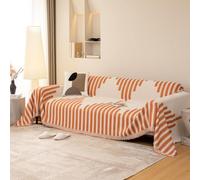 SHANNA Line Sofa Cover for 2 3 4 Seater, Cotton Blend Velvet Slipcover for Corner L Shaped Sofa, All-Season Protection Couch Cover, Furniture Protector Loveseat Futon Bed Cover with Non-slip Bottom
