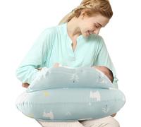 SHANNA Nursing Pillow Bottle Feeding Breastfeeding Pillow, Multifunctional Nursing Pillow with 100% Cotton Romvable Washable Cover Adjustable Waist Strap Support, Gifts for Pregnancy(White Bear)