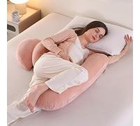 SHANNA Pregnancy Pillow for Sleeping, Extended Full Body Pillow Pregnancy Pillows, Maternity Pillow Support for Back, Hips, Legs for Pregnant Women, With Washable Cover (Flannel Pink)
