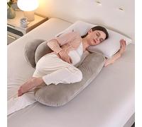 SHANNA Pregnancy Pillow for Sleeping, Extended Full Body Pillow Pregnancy Pillows, Maternity Pillow Support for Back, Hips, Legs for Pregnant Women, With Washable Cover (Flannel Khaki)