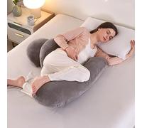 SHANNA Pregnancy Pillow for Sleeping, Extended Full Body Pillow Pregnancy Pillows, Maternity Pillow Support for Back, Hips, Legs for Pregnant Women, With Washable Cover (Flannel Dark Gray)