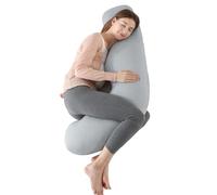 SHANNA Pregnancy Pillow for Sleeping, J Shaped Full Body Pillow Pregnancy Pillows, Maternity Pillow Support for Back, Hips, Legs for Pregnant Women, With Washable Cover (Cooling Grey)