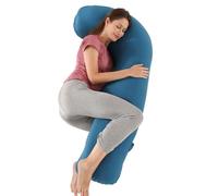SHANNA Pregnancy Pillow for Sleeping, J Shaped Full Body Pillow Pregnancy Pillows, Maternity Pillow Support for Back, Hips, Legs for Pregnant Women, With Washable Cover (Blue)