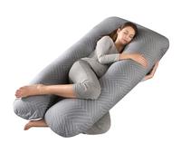 SHANNA Pregnancy Pillow for Sleeping, U Shaped Full Body Pillow Pregnancy Pillows, Maternity Pillow Support for Back, Hips, Legs for Pregnant Women, With Washable Cover (Striped Gray)