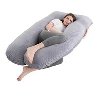 SHANNA Pregnancy Pillow for Sleeping, U Shaped Full Body Pillow Pregnancy Pillows, Maternity Pillow Support for Back, Hips, Legs for Pregnant Women, With Washable Cover (Minky Dot Grey)