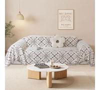 SHANNA Sofa Cover for 3 Seater, Chenille AB Sided Slipcover for Corner Sofa, All-Season Protection Couch Cover for Dogs, Couch Protector Loveseat Covers Futon Cover L Shaped Sofa Cover with Tassel